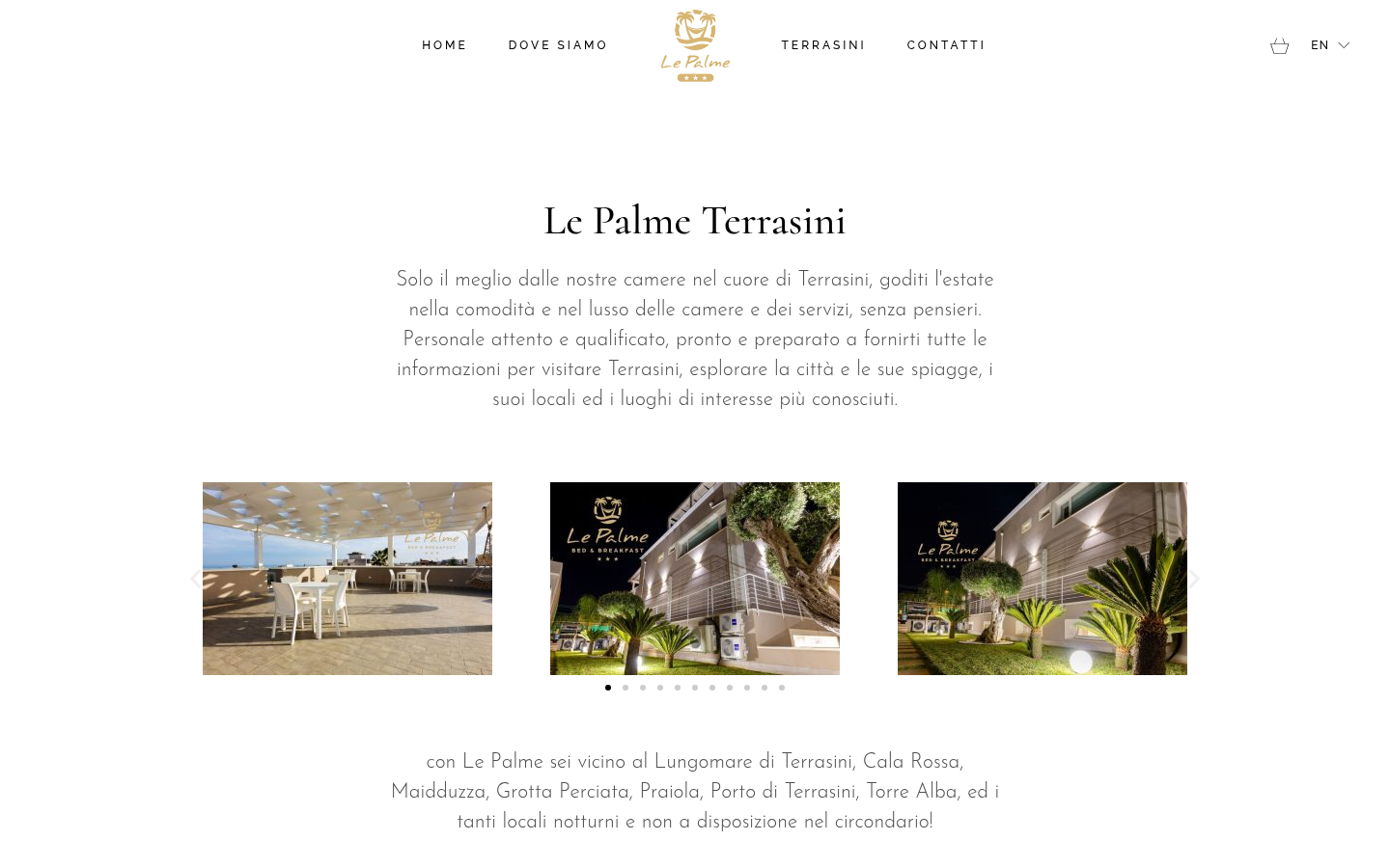 Screenshot del sito B&B Le Palme Terrasini