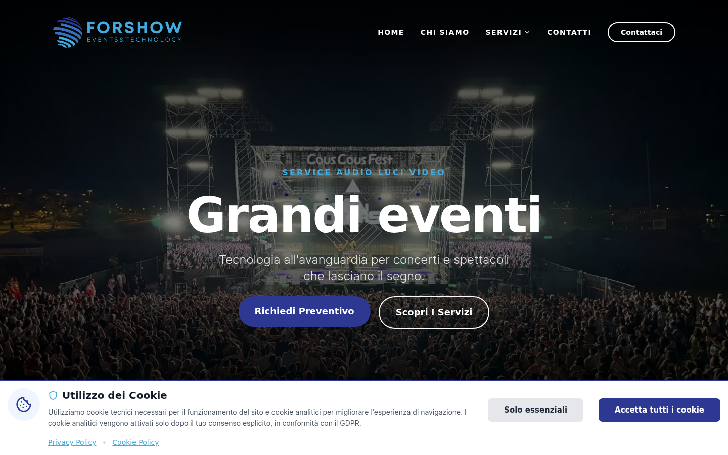 Screenshot del sito Forshow SRL