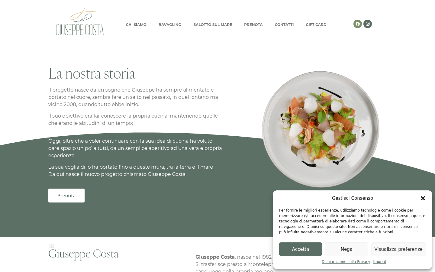 Screenshot del sito Giuseppe Costa