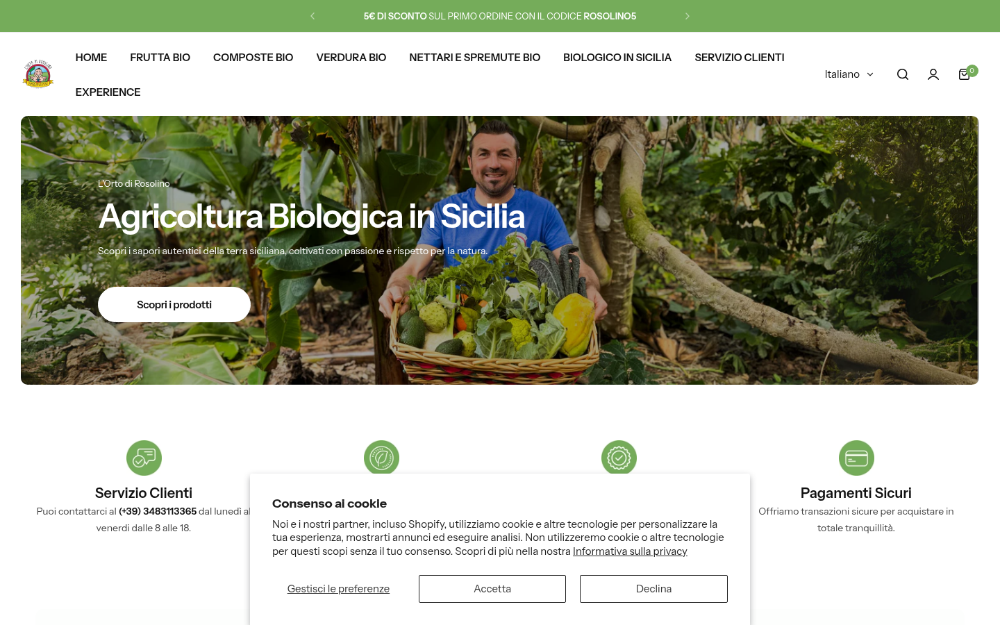 Screenshot del sito L'Orto di Rosolino