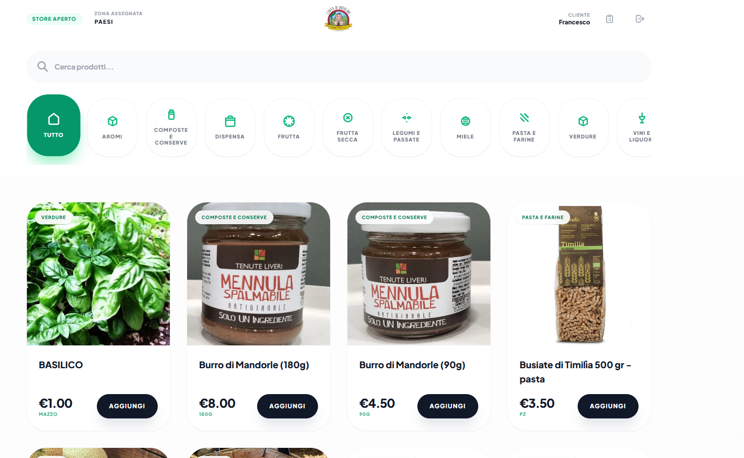 Pannello gestione ordini L'Orto di Rosolino Delivery