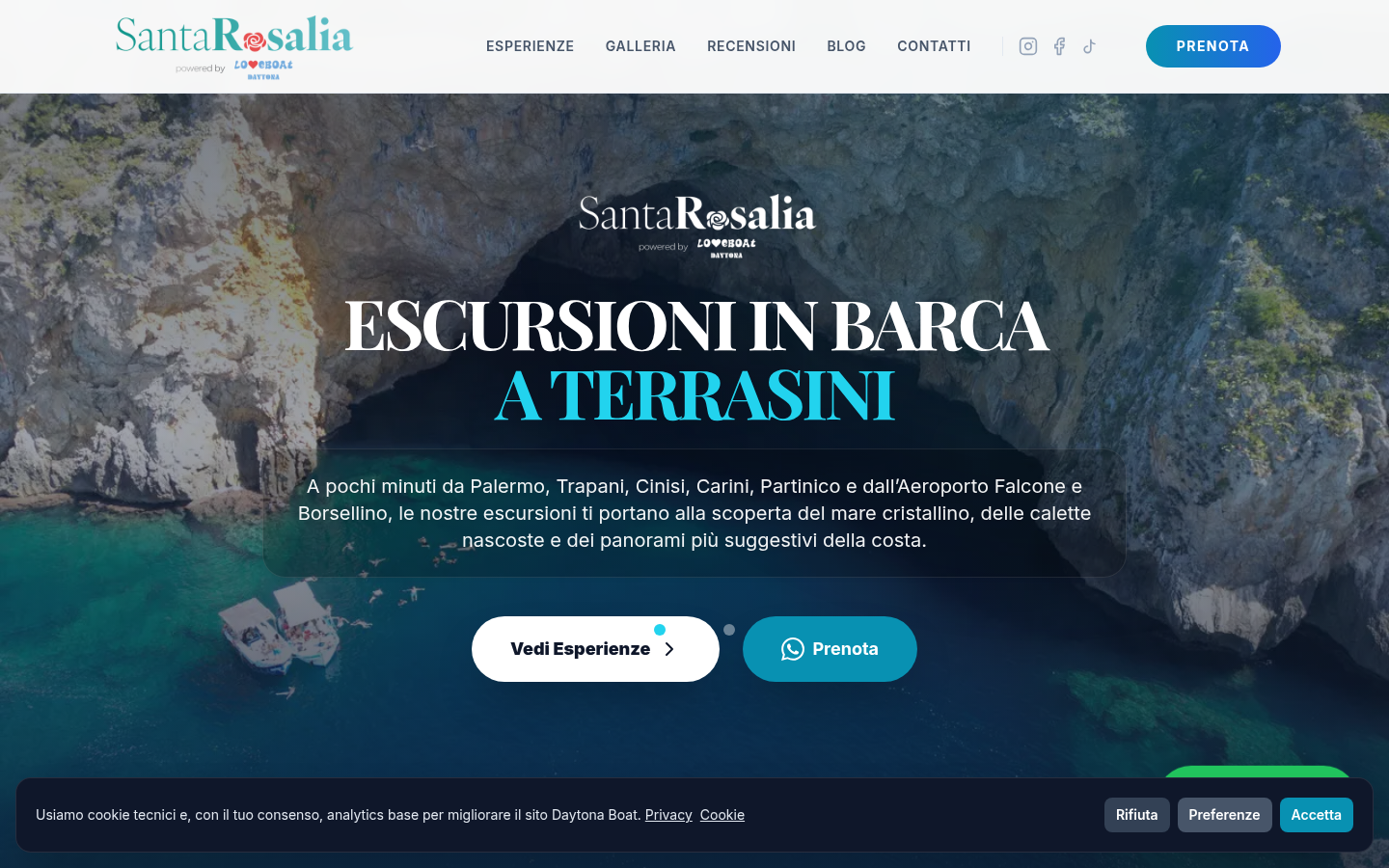 Screenshot del sito Santa Rosalia Boat Tours